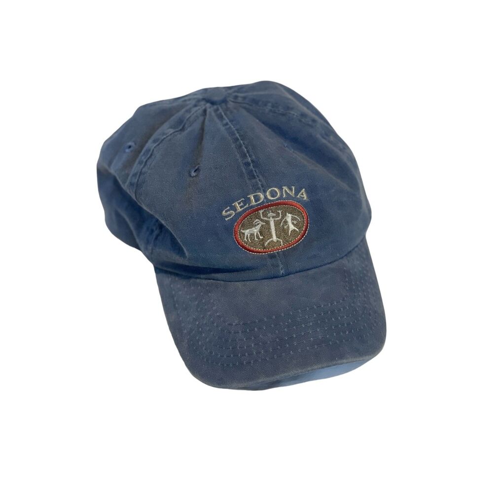 Vintage Embroidered Cotton Sedona Hat Blue Baseball Cap Southwest Southwestern
